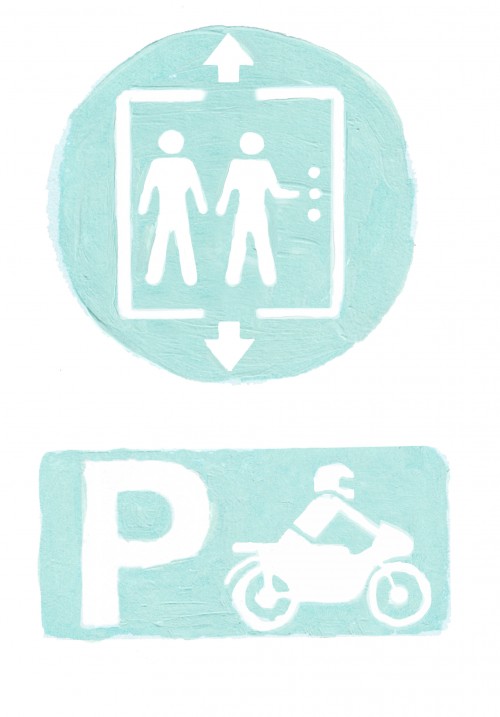icons lift and motorcycle parking